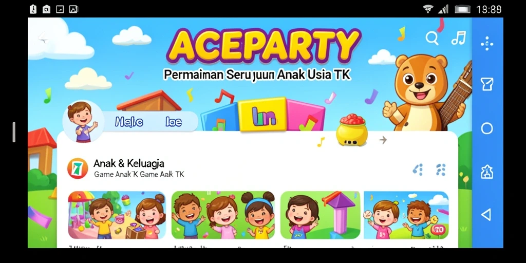 Antarmuka menarik dan permainan edukatif untuk anak.
