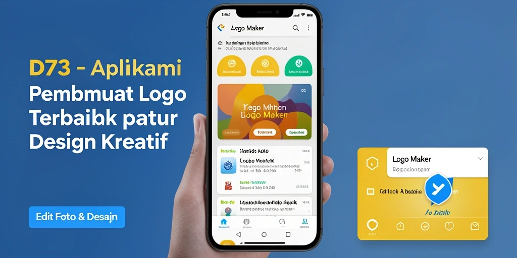 Tampilan antarmuka D73 yang ramah pengguna untuk membuat logo.