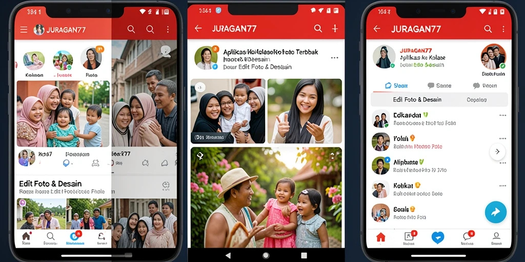 Tampilan antarmuka JURAGAN77 menunjukkan fitur kolase foto yang memukau.
