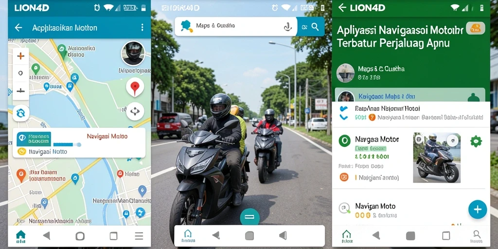 Screenshot aplikasi LION4D menampilkan antarmuka navigasi motor yang intuitif.