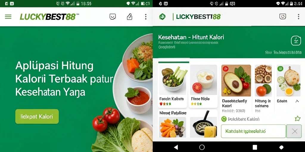Antarmuka pengguna LUCKYBEST88 untuk menghitung kalori makanan.