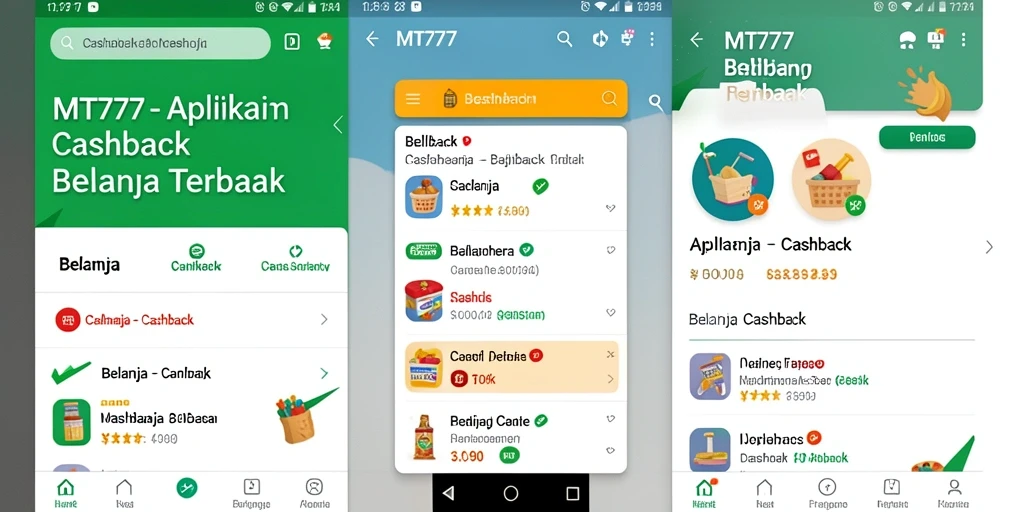 Antarmuka MT777 yang menampilkan penawaran Cashback terbaik.