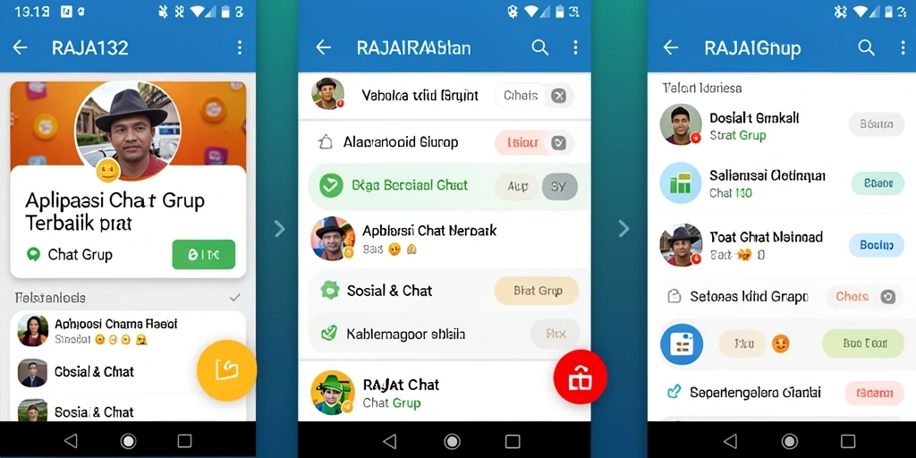 Tampilan antarmuka RAJA132 yang menarik dan fungsional dalam chatting grup.