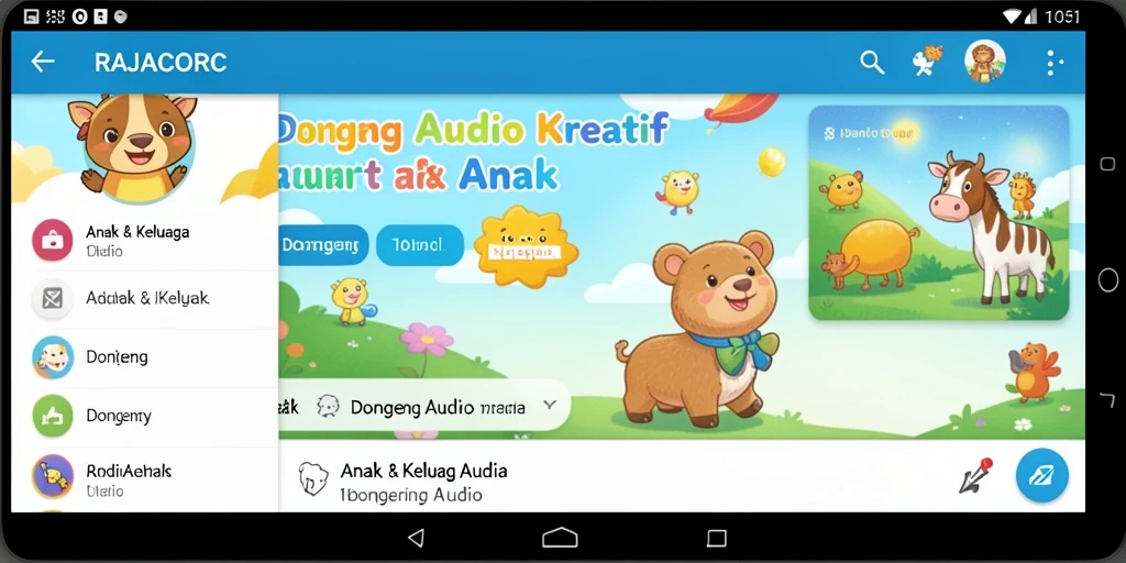 Antarmuka RAJACORC yang menarik dan ramah anak.