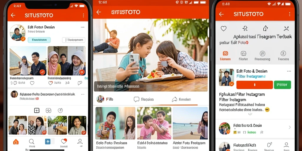 Antarmuka aplikasi SITUSTOTO dengan berbagai pilihan filter Instagram.