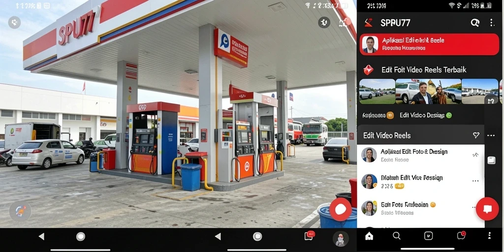 Antarmuka modern SPBU77 untuk mengedit video reels.
