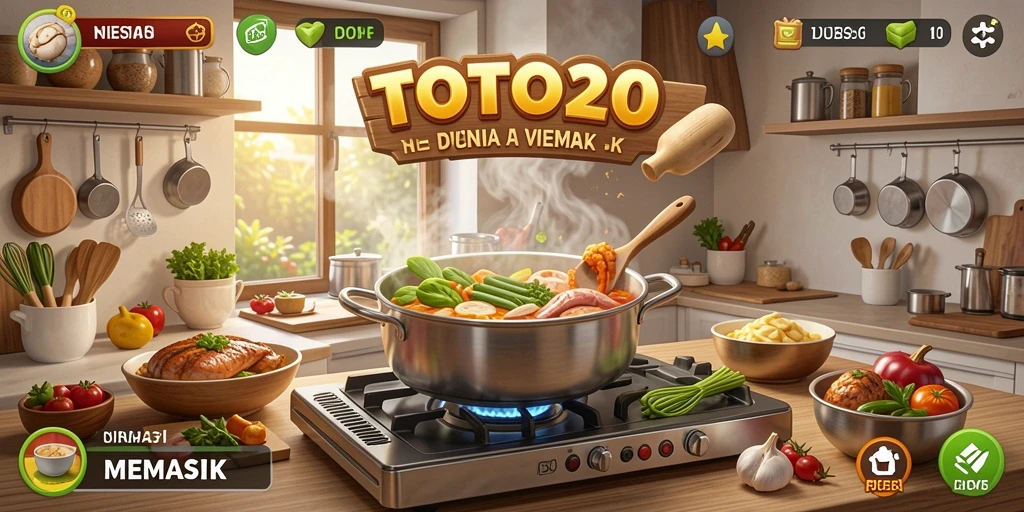 Antarmuka permainan TOTO20 yang menampilkan aktivitas memasak.